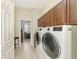 Laundry room with washer, dryer, and cabinets at 4132 66Th E Pl, Sarasota, FL 34243