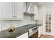Modern kitchen with white cabinets, granite countertops, and stainless steel appliances at 606 19Th W Ave, Palmetto, FL 34221