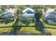 Aerial view of houses with private pools and lush landscaping near a canal at 6523 Virginia Xing, University Park, FL 34201