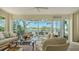 Sunroom overlooking the lake with wicker furniture at 6525 Berkshire Pl, University Park, FL 34201