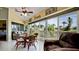 Sunroom with glass sliding doors offering a relaxing view of the lake at 11013 Jasmine Cir, Bradenton, FL 34209