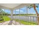 Spacious screened balcony overlooking a serene lake and golf course at 5218 Wedgewood Ln # 72, Sarasota, FL 34235
