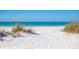 White sand beach with sea oats and turquoise water at 112 Maple Ave, Anna Maria, FL 34216