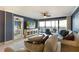 Bright living room with water views, comfortable furniture, and large TV at 1510 1St W Ave # 504, Bradenton, FL 34205
