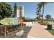 Siesta Key Village entrance with palm trees and brick pathway at 4937 Oxford Dr, Siesta Key, FL 34242