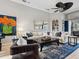 Open living space with a sectional sofa, coffee table and stylish rug at 7131 Sandhills Pl, Lakewood Ranch, FL 34202