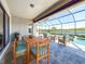 Relaxing covered patio overlooking the pool and lake at 17539 Polo Trl, Bradenton, FL 34211
