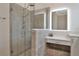 Modern bathroom featuring a walk-in shower and a sleek vanity at 20861 Cattail Blvd, Venice, FL 34292