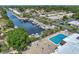 Elevated view of waterfront community pool and boat slips at 2505 Riverbluff Pkwy # V196, Sarasota, FL 34231
