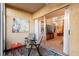 Relaxing patio with seating and a view of the interior living space at 3421 Clark Rd # 122, Sarasota, FL 34231