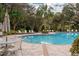 Community pool with surrounding patio and seating at 10611 Ladybug Cv, Parrish, FL 34219