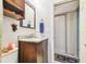 Clean bathroom with granite countertop and dark wood vanity at 1100 27Th W Ave, Palmetto, FL 34221