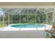 Relaxing screened-in pool area with patio furniture at 1447 Allegheny Ln, North Port, FL 34286