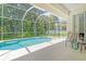 Inviting screened-in pool with surrounding lush greenery at 1447 Allegheny Ln, North Port, FL 34286