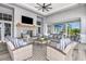 Relaxing outdoor space with fireplace and comfortable seating at 17920 Palmiste Dr, Bradenton, FL 34202