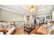 Spacious sitting area with hardwood floors, comfortable seating and built-in shelving at 6337 Rivo Lakes Blvd, Sarasota, FL 34241