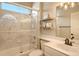 Clean bathroom with tub, shower, and updated vanity at 7160 Rue De Palisades # 4, Sarasota, FL 34238