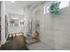 Modern bathroom with a large walk-in shower and dark tile floors at 1021 Fernleaf Run, Bradenton, FL 34212