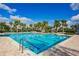 Relaxing community lap pool with palm trees and lounge chairs at 14350 Easy Goer St, Ruskin, FL 33573
