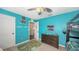 Teal bedroom with bunk beds and plenty of closet space at 15812 High Bell Pl, Bradenton, FL 34212