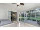 Sunroom with sliding glass doors and view of backyard at 1726 Killdeer Cir, Venice, FL 34293