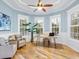 Bright office space with built-in desk and hardwood floors at 1810 Lincoln Dr, Sarasota, FL 34236