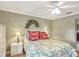 Charming bedroom with floral bedding, ceiling fan, and ample natural light at 3001 Seawind Cir # 10C, Venice, FL 34293