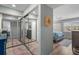 Bright bedroom with mirrored closet doors and light blue bedding at 431 Cerromar Ln # 446, Venice, FL 34293