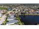 Aerial view of community, showing homes and waterways at 4861 Sabal Harbour Dr, Bradenton, FL 34203