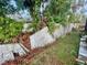 Backyard with damaged fence and overgrown vegetation at 5320 Fox Run Rd, Sarasota, FL 34231