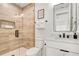 Stylish bathroom with white vanity and glass shower enclosure at 171 Mckinley Dr, Sarasota, FL 34236