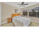 Bedroom with a double bed, nightstand, and ceiling fan at 204 Crew Ct, Sarasota, FL 34243