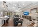Spacious living area featuring hardwood floors, sectional sofa, and a large TV at 311 Compass Point Dr # 201, Bradenton, FL 34209