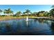 Serene pond with a water fountain, surrounded by palm trees at 3416 W Chelmsford Ct # 2, Sarasota, FL 34235