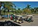 Golf carts parked near pond and lush landscaping at 3416 W Chelmsford Ct # 2, Sarasota, FL 34235
