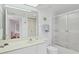Clean bathroom with a large mirror, shower/tub combo and vanity at 4110 Ironwood Cir # 301, Bradenton, FL 34209