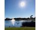 Tranquil lake with fountain and bird in flight at 6505 Stone River Rd # 202, Bradenton, FL 34203