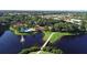 Aerial view of community pool and lake at 770 Egret Walk Ln, Venice, FL 34292