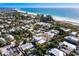 Aerial view of the home's neighborhood near the beach at 112 Mangrove Ave, Anna Maria, FL 34216