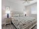 Bedroom with seashell bedding and white wood frame at 112 Mangrove Ave, Anna Maria, FL 34216