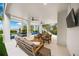 Relaxing covered patio overlooking the pool and waterfront views at 116 8Th Street S, Bradenton Beach, FL 34217