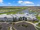 Aerial view of community pool and clubhouse at 16203 Tradewind Ter, Lakewood Ranch, FL 34211