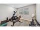 Well-equipped home gym featuring exercise machine, weights, and mat at 17530 Northwood Pl, Bradenton, FL 34202