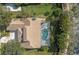 Directly above view of single Gathering home with pool and fenced enclosure at 4214 Palacio Dr, Sarasota, FL 34238