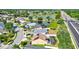 Aerial view of house with solar panels and pool at 4440 Sanibel Way, Bradenton, FL 34203