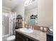 Clean bathroom with a shower/tub combo, vanity, and storage at 1106 49Th Avenue W Dr, Bradenton, FL 34207