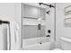 Modern bathroom with geometric tile and glass shower at 2208 Avenue A, Bradenton Beach, FL 34217