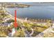 Aerial view showcasing home's location by the water at 514 Riverside E Dr, Bradenton, FL 34208