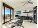 Home office with ocean view and built-in shelving at 545 Sanctuary Dr # B-504, Longboat Key, FL 34228