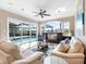Spacious living room with pool views and comfortable seating at 9420 Old Hyde Park Pl, Lakewood Ranch, FL 34202